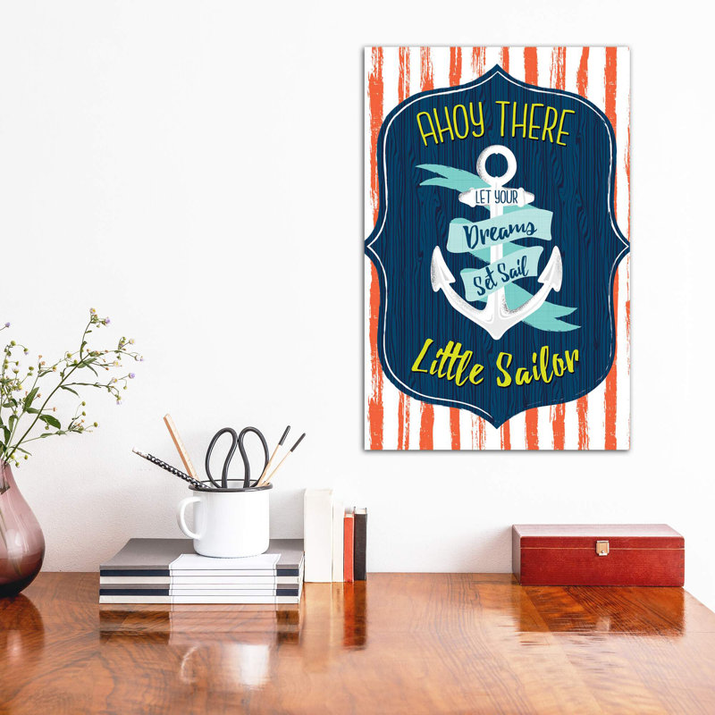 «Let's Sail Away II» par Sarah Callis - impression d'art graphique, H 60 po x l 40po x P 1,5 po, Toile tendue, Pas de tapis