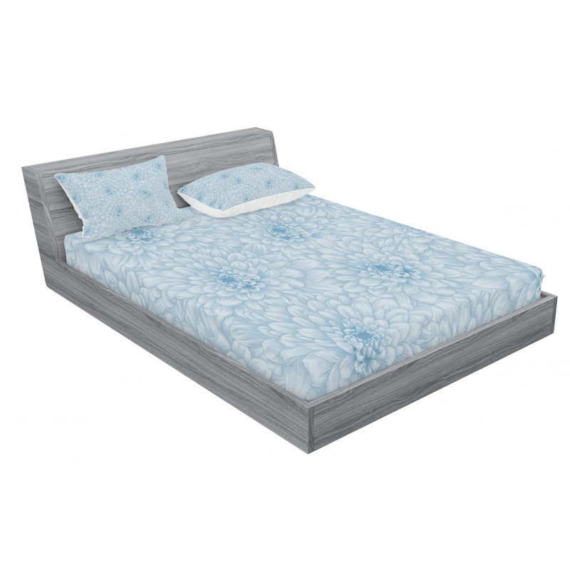 Microfiber Floral Sheet Set, Full Sheet Set with Fitted Sheet