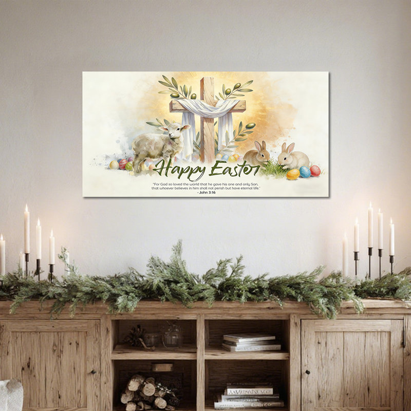  Art mural sur toile de Pâques - Pâques, H 12 po x l 24 po