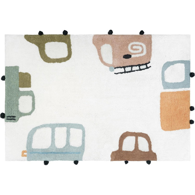 Tapis bleu marine et blanc 3 pi x 4 pi