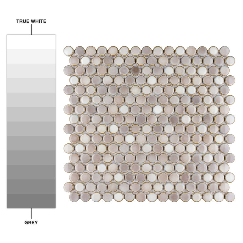 Hudson Penny Round .80" x .80" Porcelain Penny Round Mosaic Wall & Floor Tile, Dove Gray