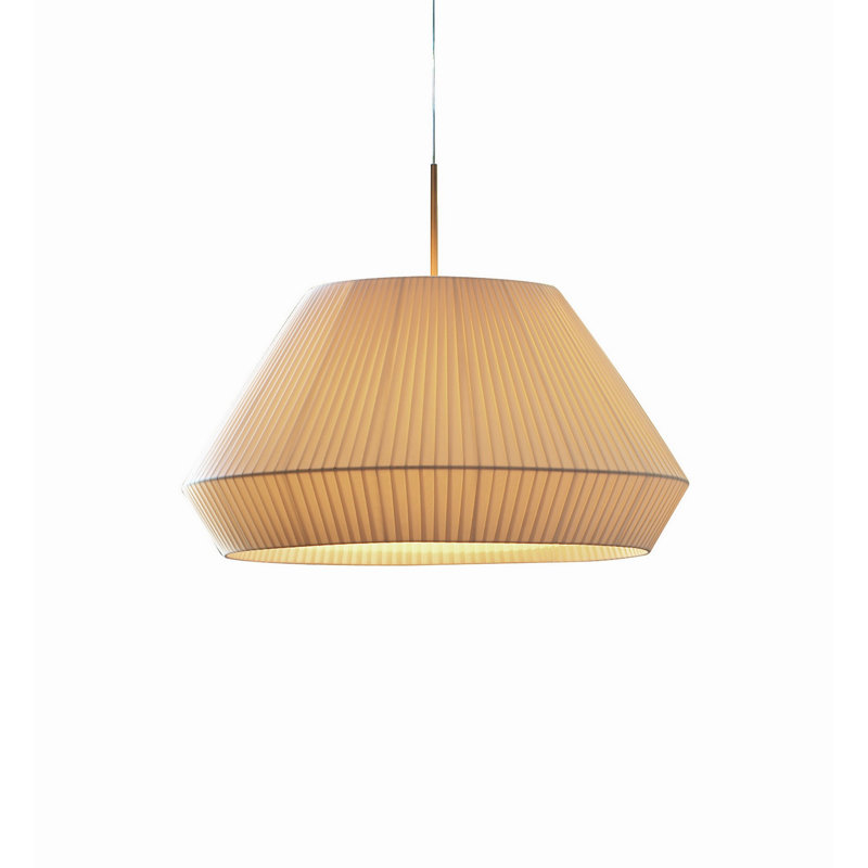 Mei Cream Translucent Ribbon Dome Pendant with Satin Nickel Finish