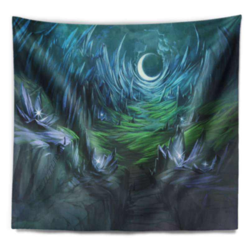 Tapisserie de paysage de twilight valley abstraite, H 78 po x l 92 po