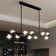 10 - Light 59'', Modern Linear Chandelier With Double Bubble Glass Shades
