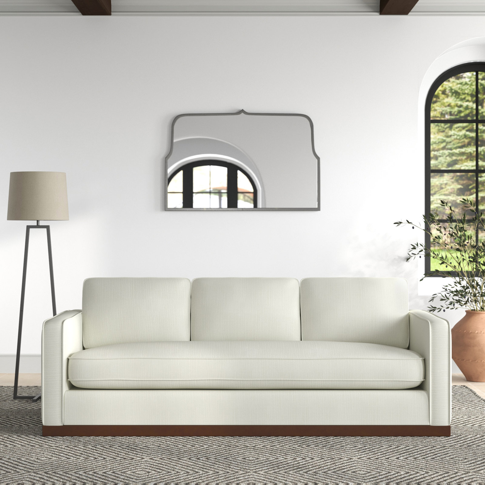Bobbi 87" Linen Sofa, Flanigan Beige Linen, Oak