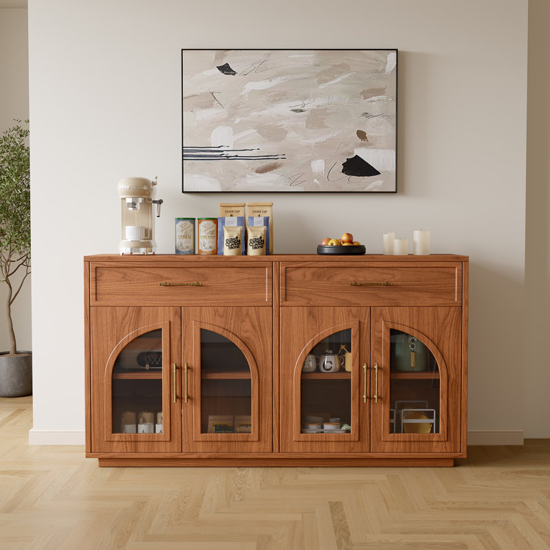 Buffet à porte vitrée cintrée de 62,99 pouces