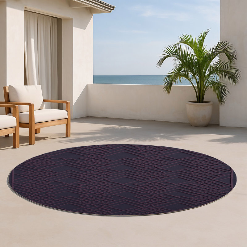 Tapis mauve intérieur et extérieur Trellis, Rond 5 pi
