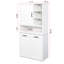 Laundry Hamper Cabinet With Doors - Shelf, Tilt-Out, Multiple Storage, Freestanding, Adjustable, White Adjustable Shelf Doors, Tilt-Out Hamper, White, Easy Maintenance, Freestanding