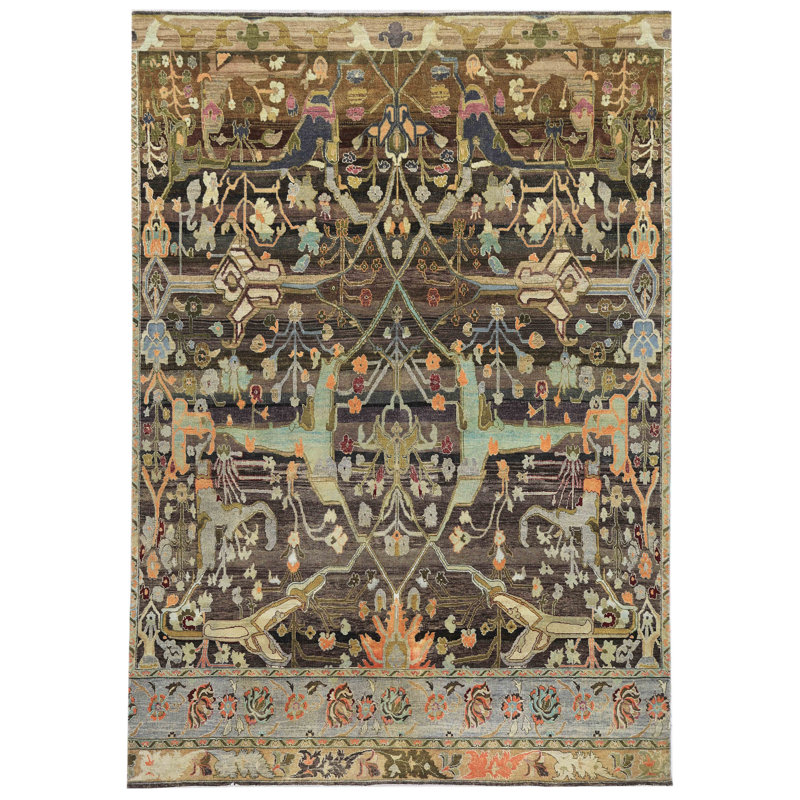 Silk Treasures Oriental Area Rug in Brown