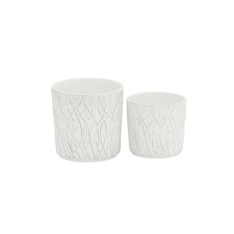 Pot rond en ciment au fini mat gris - H 6,25 po
