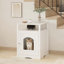 Meuble de litière pour chat, maison de chat en bois avec armoire fermée, litière cachée avec tablette de rangement, table d'appoint moderne pour salon ou chambre à coucher - blanc