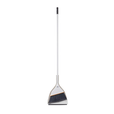 Superio Angle Broom with Clip-On Dustpan Set Angle Shape to Reach Narrow Spaces. (Soft Grey)