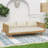 Beige Cushion Acacia Wood Patio Furniture Set, Outdoor 3 Seater Daybedand Round Coffee Table-1244060582