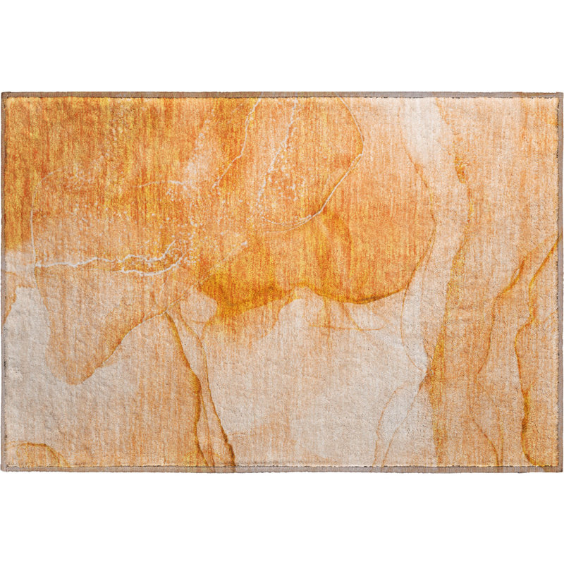 Premium Machine Washable Cerrito AMF507 Orange Rug, Rectangle 1'8" x 2'6"