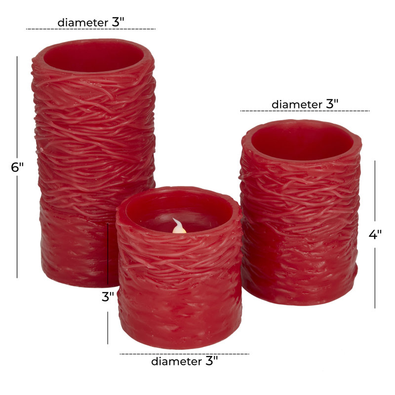 Traditional Wax Flameless Candle with Remote Control, Red