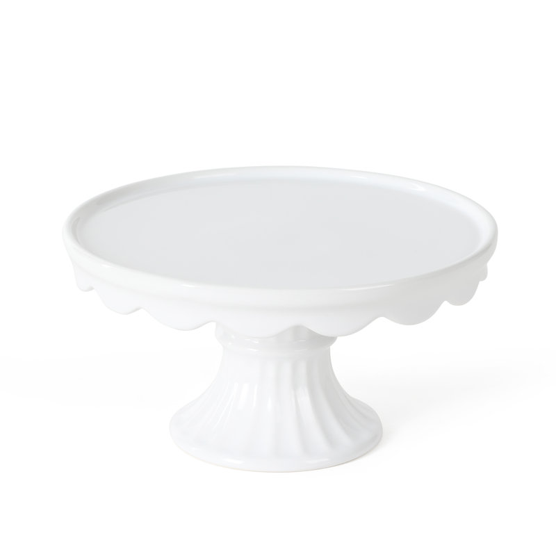 Présentoir à gâteaux rond en grès blanc 10 "x 5,1" Martha Stewart Patterson