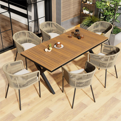 Lydia 6 - Person Patio Dining Set with Rectangular Table , Cushions Included
