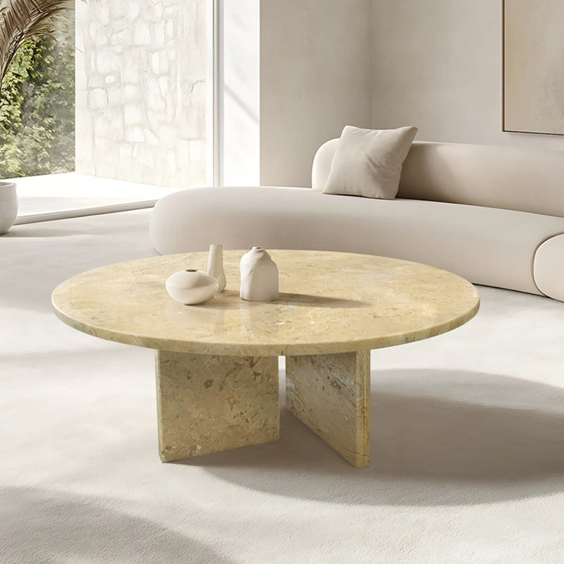 Élégante table basse en marbre Glod, H 12,71 po x L 27,71 po x l 27,71 po, Yellow