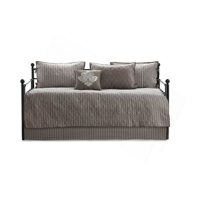 6 Piece Reversible Daybed Cover Set Dark Grey Daybed