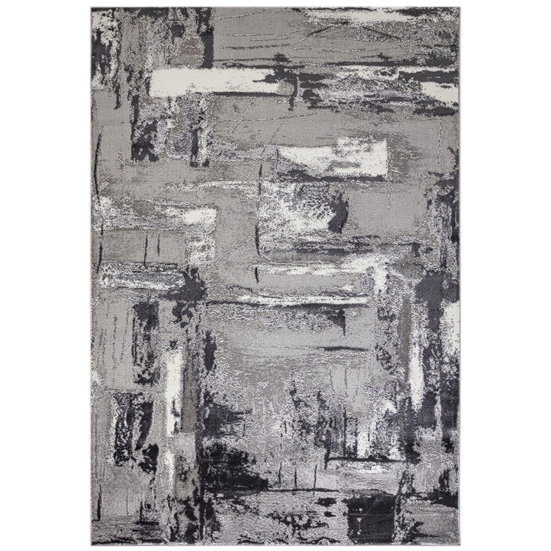 Kinston Metallic Grey Area Rug, Rectangle 200 x 290cm