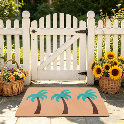Tapis d'entrée 24 po x 36 po, sarcelle et brun clair