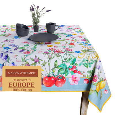 Maison d' Hermine Table Cloth Rectangle Table 100% Cotton 70 x 120 Inches Tablecloth Reusable Decorative for Dining Room Farmhouse Home Valentines Day Decorations Spring Summer - Giverny