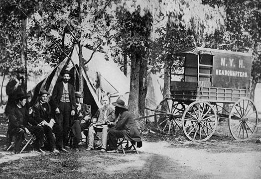 New york herald hq wagon-reproduction de photo, H 24 po x l 36 po x P 1,5 po