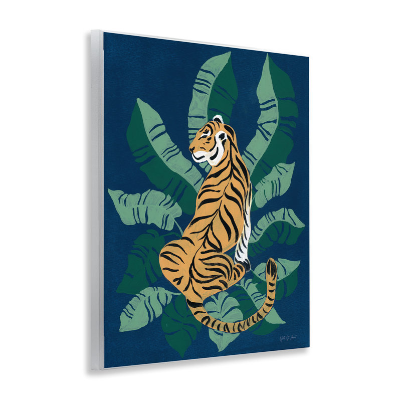 Tigre assis sur des palmiers, art mural sur toile par yves St. Amant