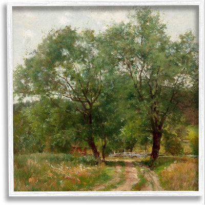 Dirt Road Path Trees Rural Detailed Painting Print on MDF