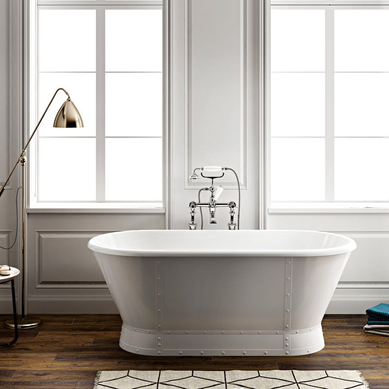 Corrigan 65.75'' x 30.25'' Soaking Acrylic Bathtub, Polished Brass