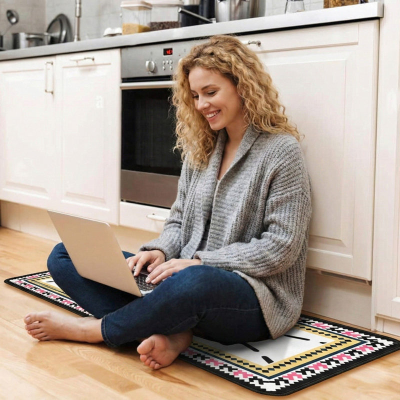 Ensemble de 2 tapis de cuisine antidérapants Boho Evil Eye (17 po x 30 po + 17 po x 47 po)
