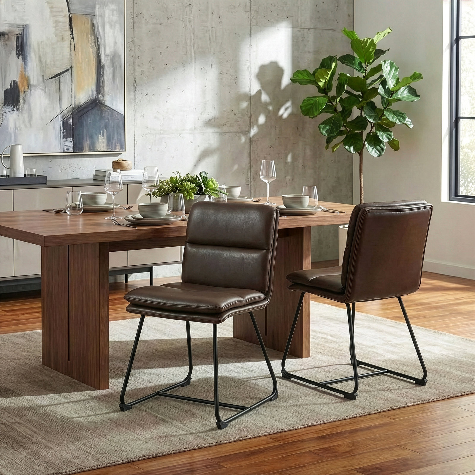 Volana Side Chair, Brown Pebbled Faux Leather