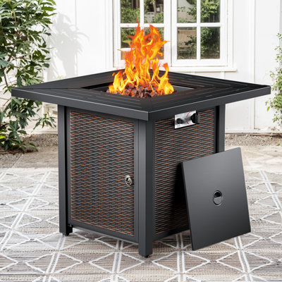 Table de foyer extérieur au propane en fer, 76 cm x 76 cm
