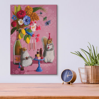 Epic Art 'Party Squirrels'  by Heather Gauthier Art Acrylic Glass Wall Art, 12" x 16"