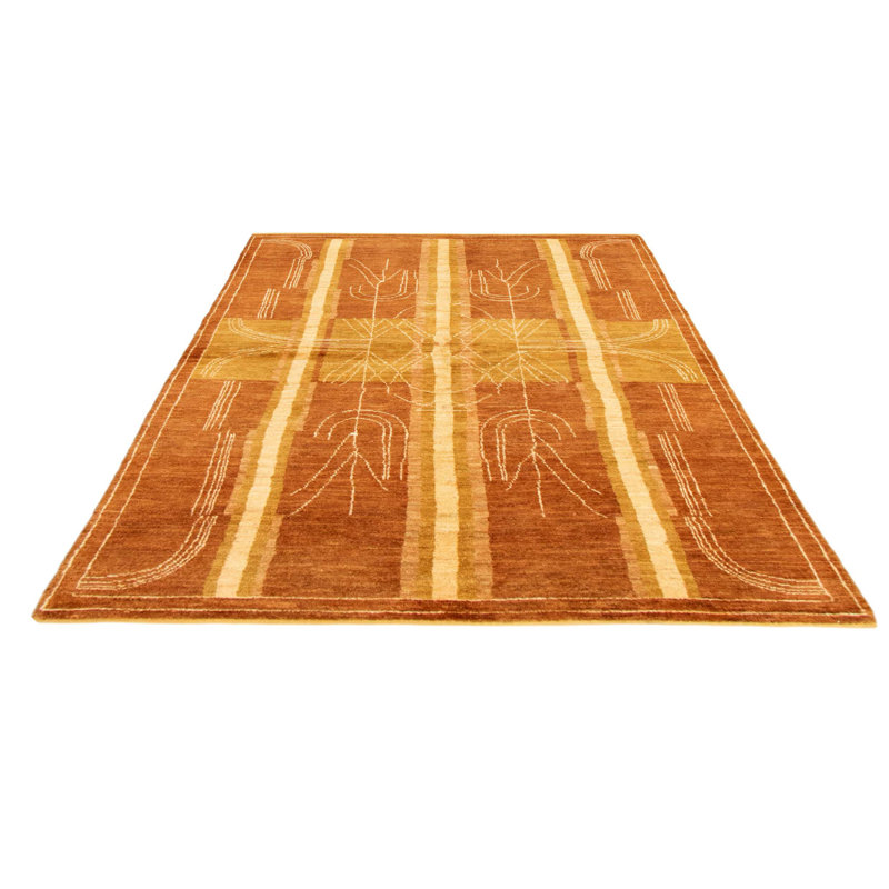 Tapis décoratif en laine de conception unique 4 pi x 6 pi 3 po noué à la main New Age
