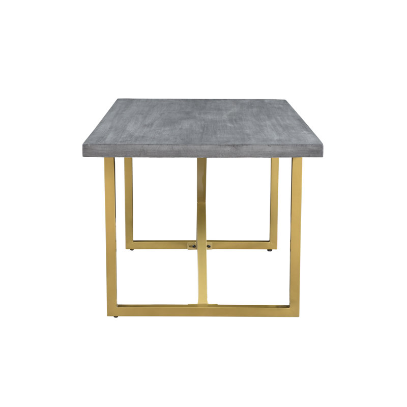 Table de salle à manger Hessle, H 30 po x L 71 po x l 35 po, Or / Gris