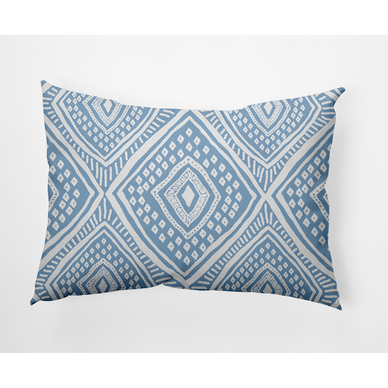 Geometric Outdoor Reversible Throw Pillow, Blue