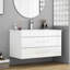 Meuble-lavabo mural avec tiroirs doubles, système de fermeture en douceur, lavabo en céramique et structure en aluminium pour un espace de salle de bain moderne et minimaliste-1948652621
