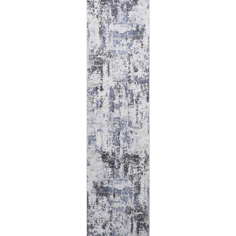 2x8 Loom & Grey/denim Abstract Area Rug, Non-shedding Stain For Dining Home Office, Fashionable And Pet-, Medium Pile Height Rug Abstract, Living Room Entryway,