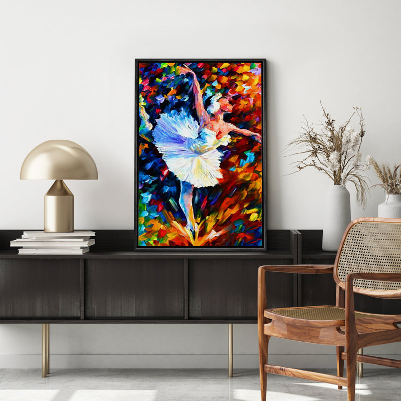 Ballerine, danseuse, impressions sur toile colorées pour le décor de chambre à coucher de salon, Cadre flottant noir