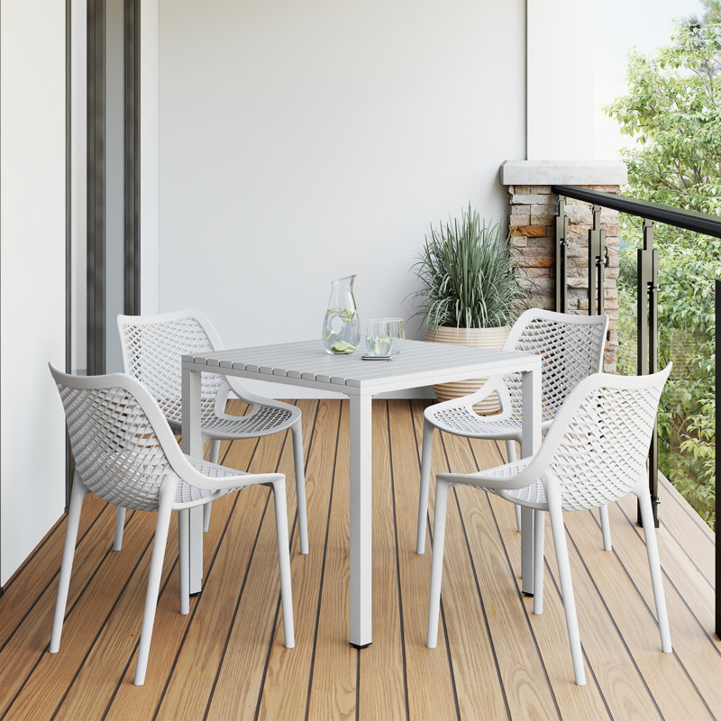 Ensemble repas carré pour 4 personnes, Blanc