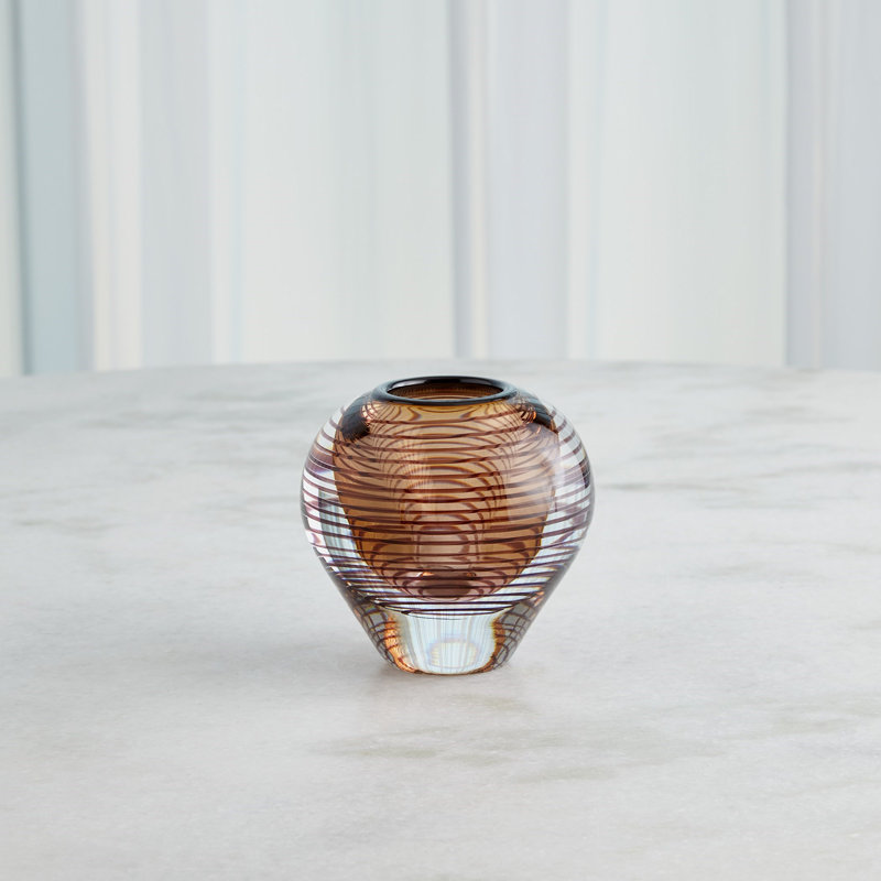 Spiraled Handmade Glass Table Vase, 5.75" H x 5.75" W x 5.75" D