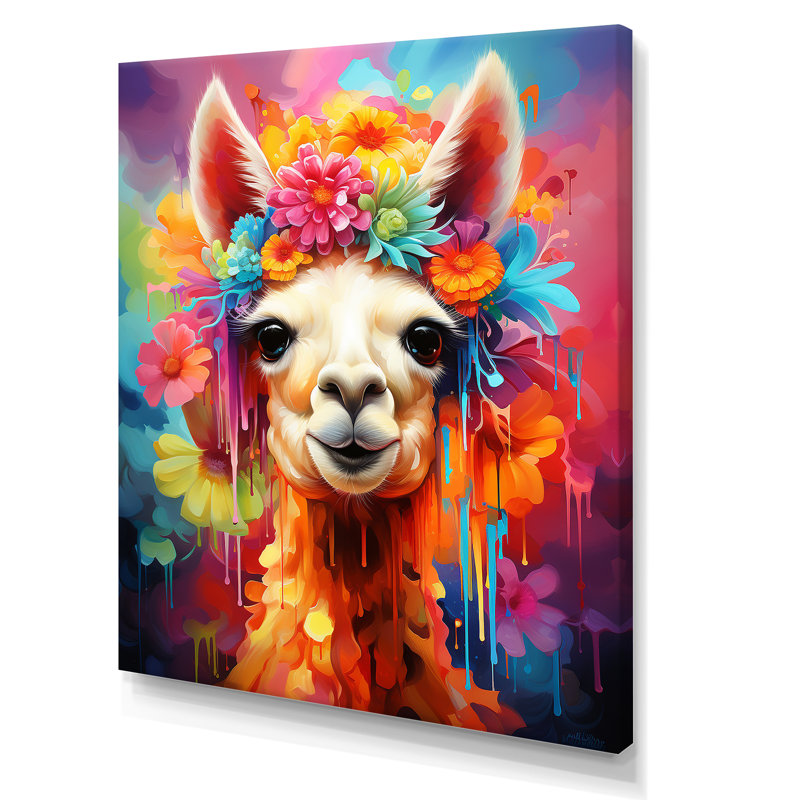 Alpaca Popart Woolen Elegance I - Alpaca, art mural, Toile tendue, H 44 po x l 34 po x P 1,5 po