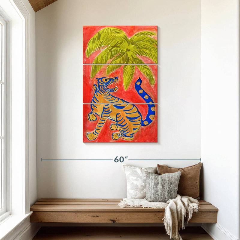 Brampt Tiger Under Palms, 45" H x 28" W