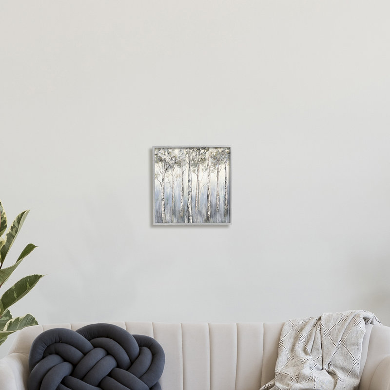 Écorce de forêt de bouleau blanc mystique - Peinture, H 12 po x l 12 po x P 1,5 po, Estampe numérique Farmhouse