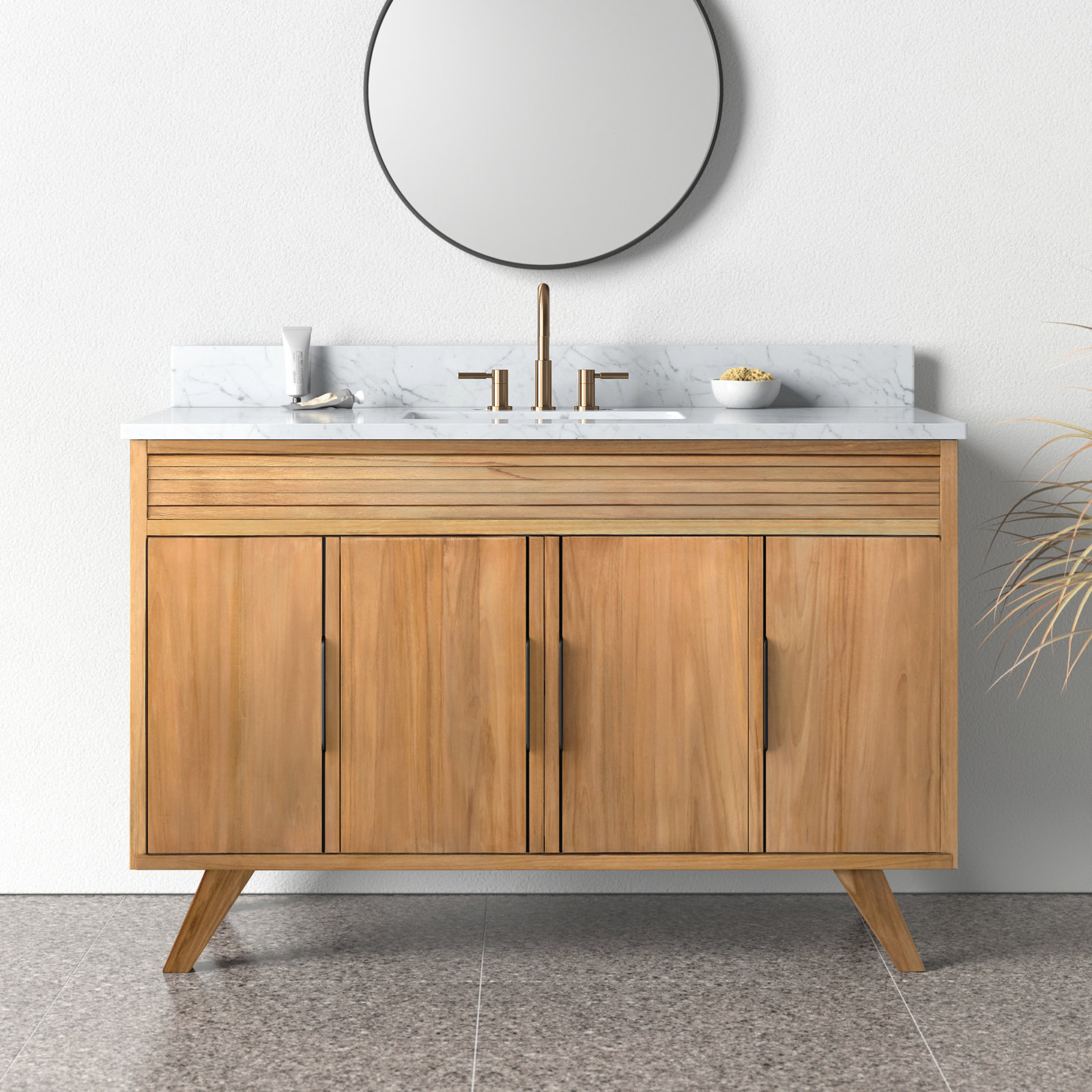 Hoult 49'' Single Bathroom Vanity, Natural Teak
