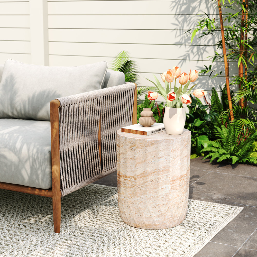 Isolde 15 " Patio Side Table, Dark Beige