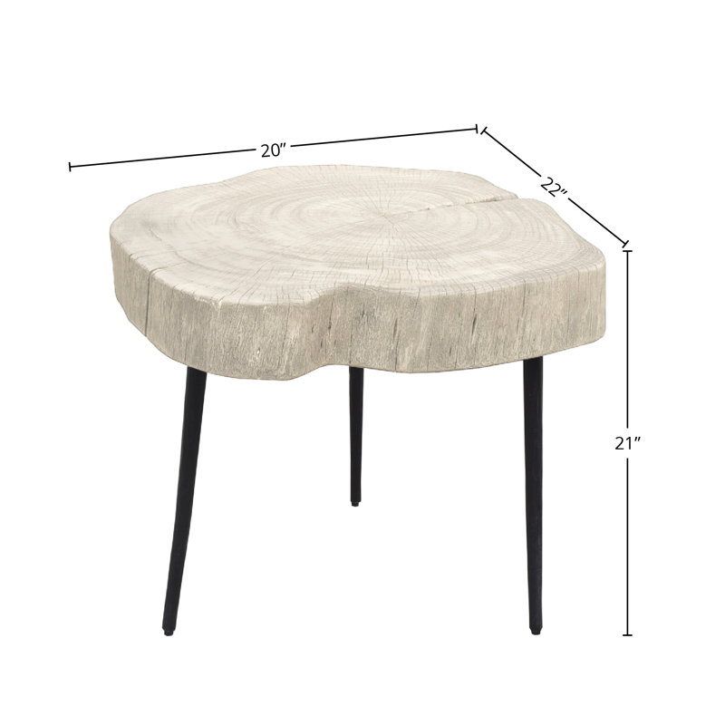 Solid Wood Top End Table, White