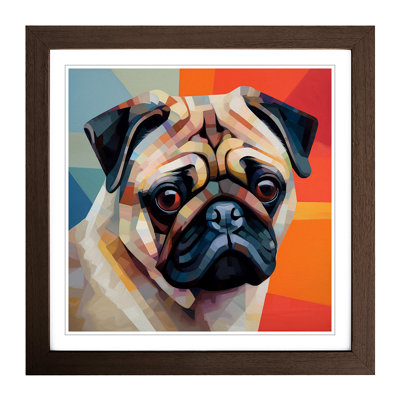 Pug Bauhaus No.1 - Single Picture Frame Print on Wood