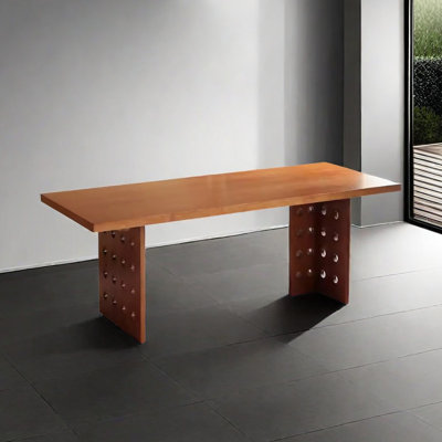 Brown Rectangular Solid Wood Dining Table